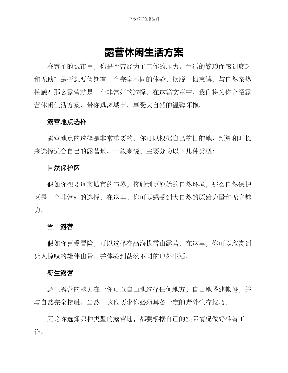 露营休闲生活方案_第1页