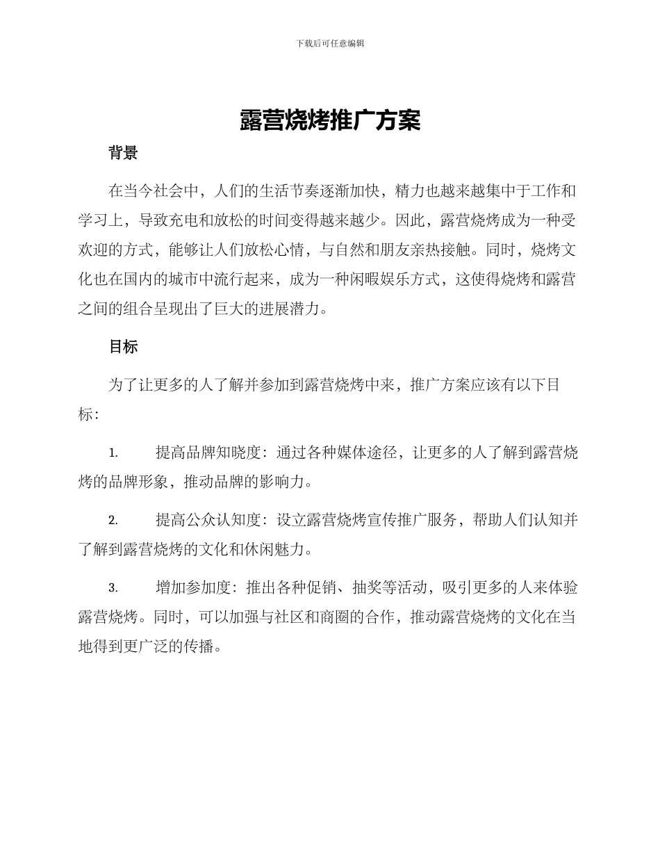 露营烧烤推广方案_第1页
