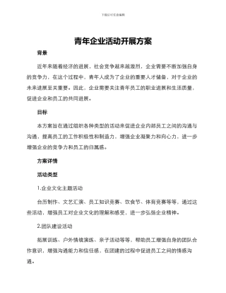 青年企业活动开展方案