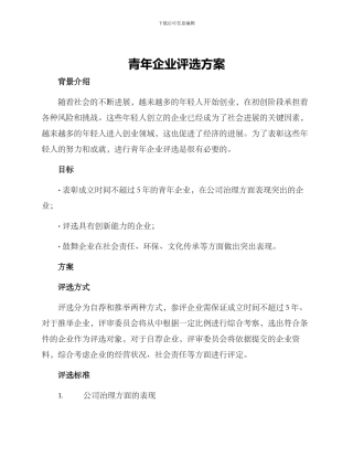 青年企业评选方案