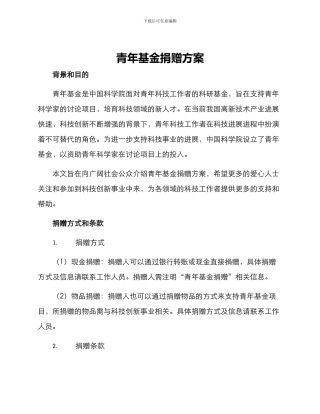 青年基金捐赠方案