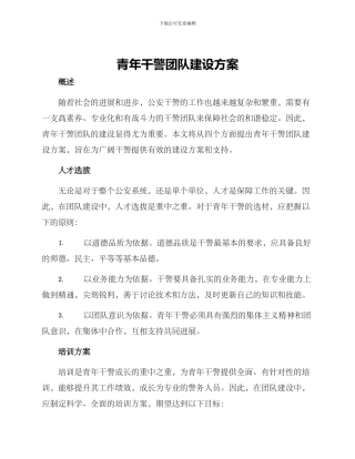 青年干警团队建设方案