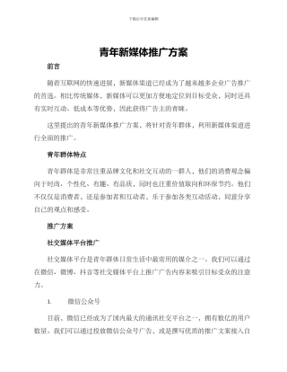 青年新媒体推广方案