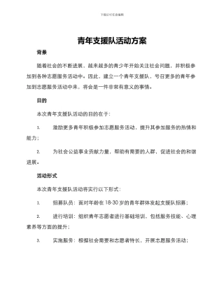 青年支援队活动方案