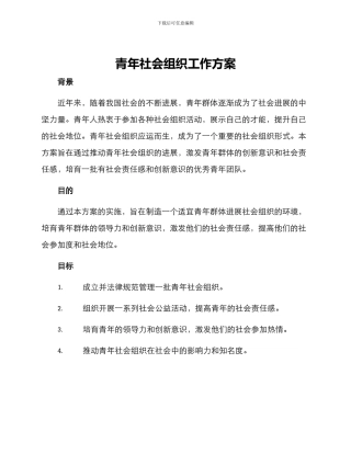 青年社会组织工作方案