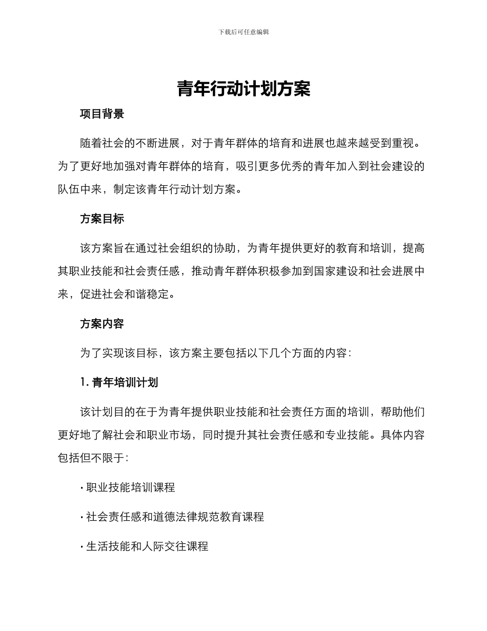 青年行动计划方案_第1页