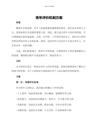 青年评价机制方案