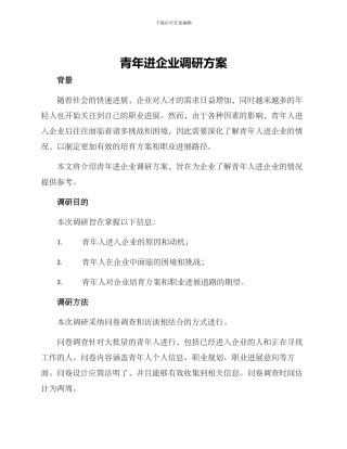 青年进企业调研方案