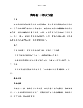 青年骨干考核方案