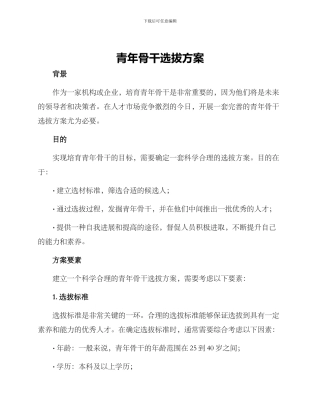 青年骨干选拔方案
