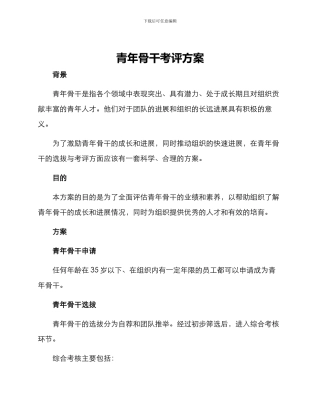 青年骨干考评方案