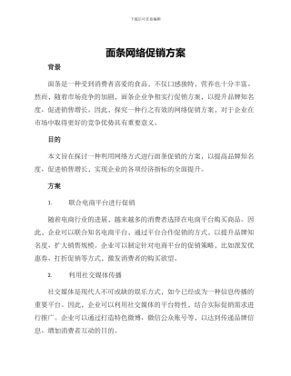 面条网络促销方案