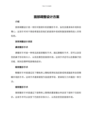 面部调整设计方案