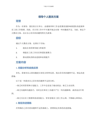 领导个人整改方案