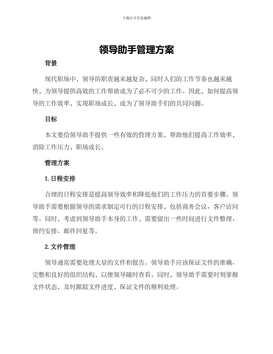 领导助手管理方案_第1页