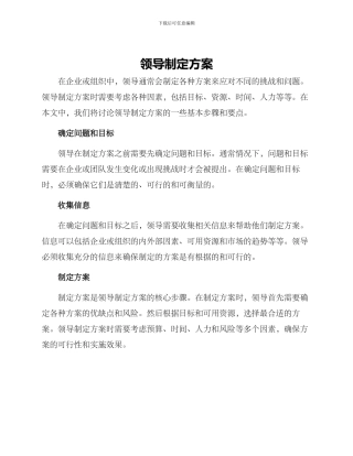 领导制定方案