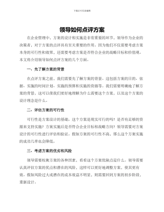 领导如何点评方案