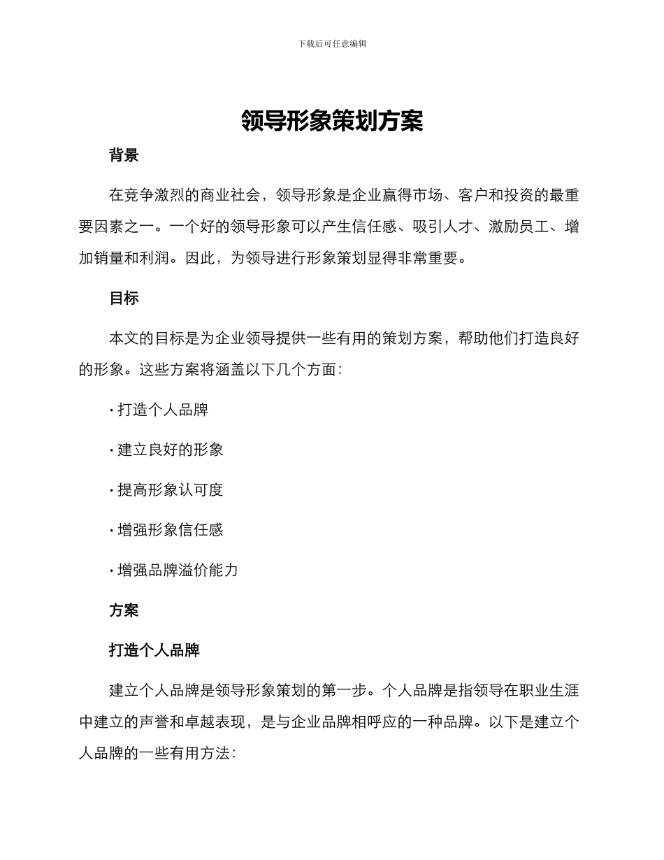 领导形象策划方案_第1页