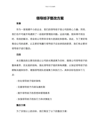 领导班子整改方案