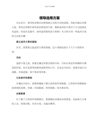 领导选用方案