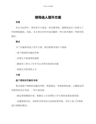 领导选人晋升方案