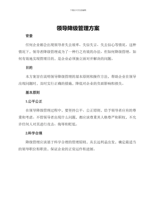 领导降级管理方案