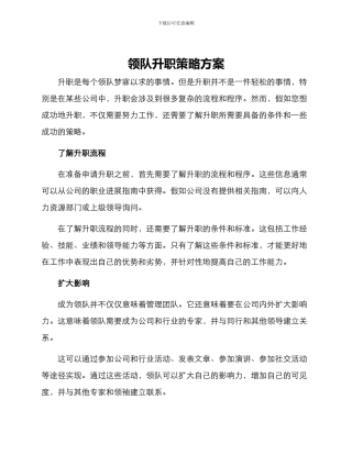领队升职策略方案