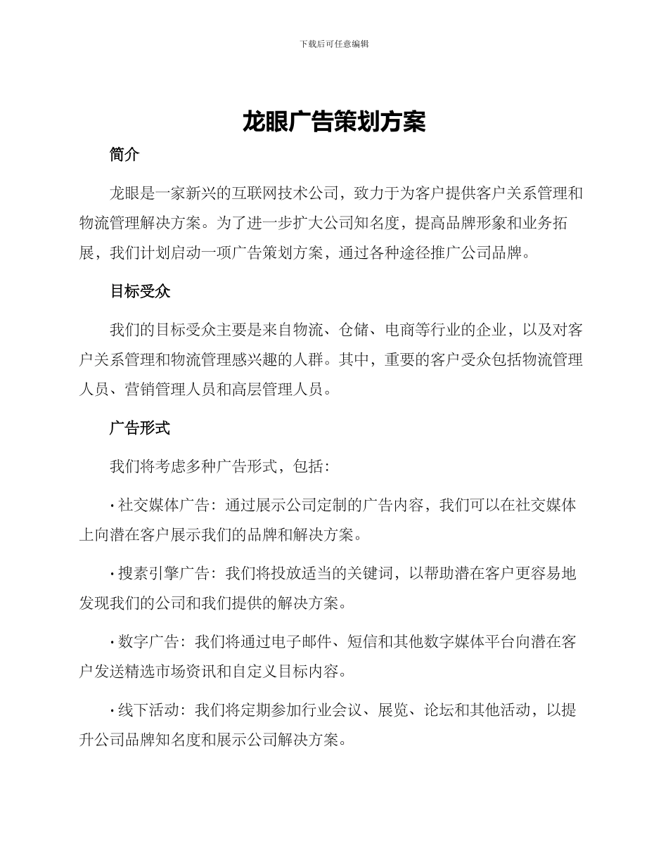 龙眼广告策划方案_第1页
