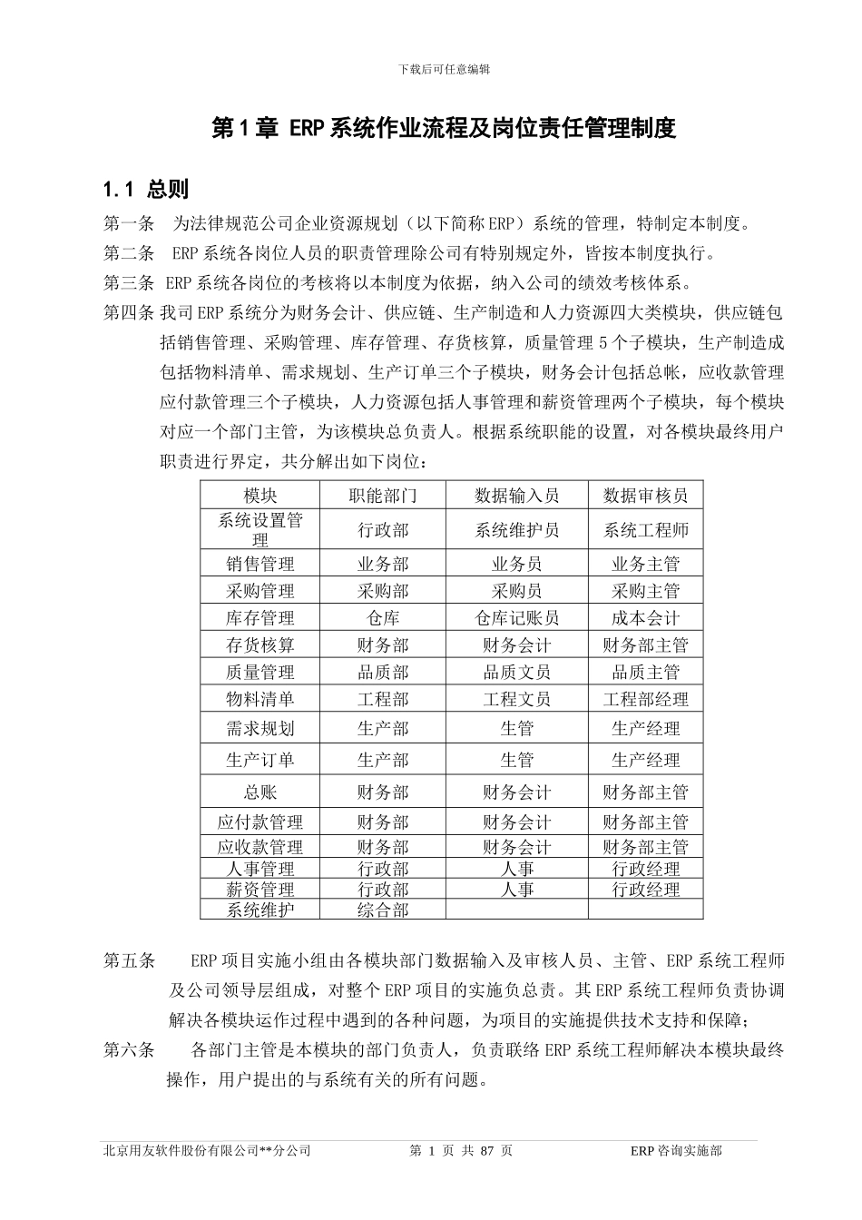 10_ERP系统岗位责任制度及操作指南_第1页