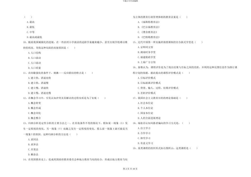2024-2024年全国硕士研究生入学考试《教育学》全真模拟考试试卷B卷-附解析_第2页