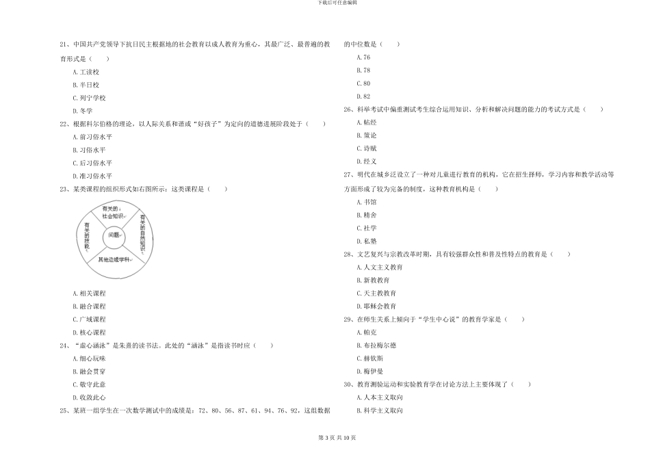 2024-2024年硕士研究生入学考试《教育学》全真模拟考试试卷D卷-附解析_第3页