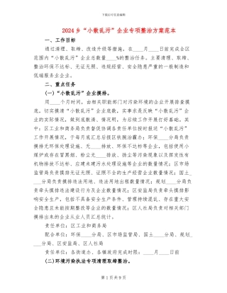 2024乡“小散乱污”企业专项整治方案范本