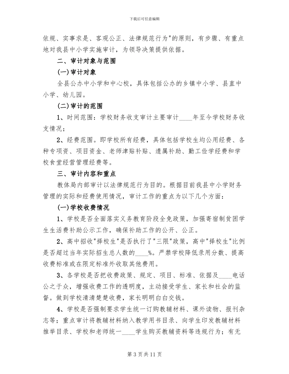 2024公司内部审计实施方案_第3页