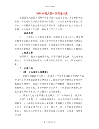 2024创建文明社区实施方案(6篇)