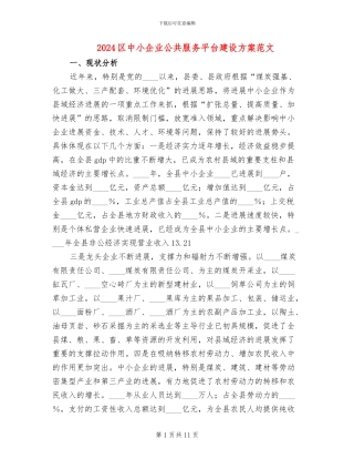 2024区中小企业公共服务平台建设方案范文