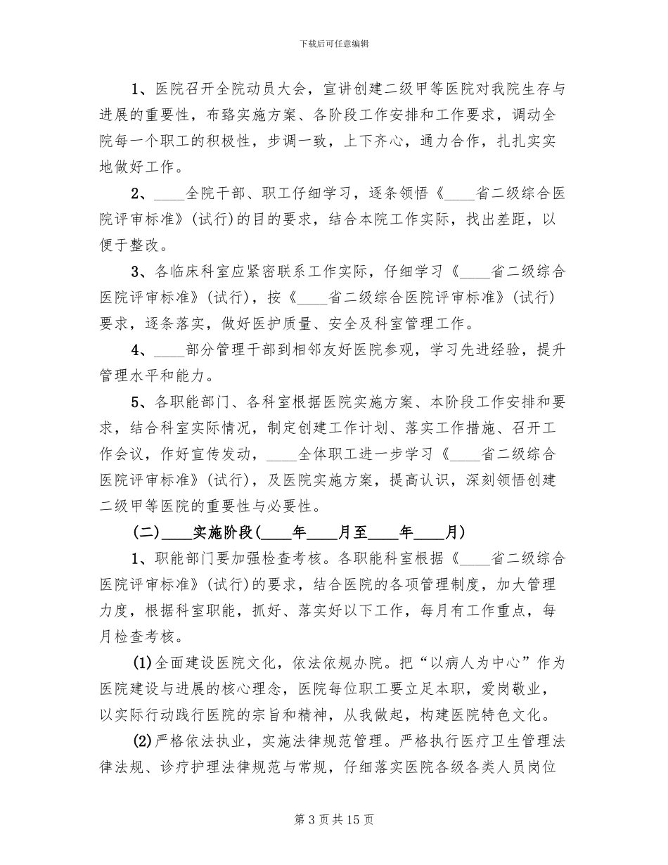 2024医院二甲创建实施方案范文_第3页