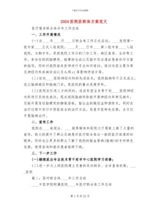 2024医院医联体方案范文