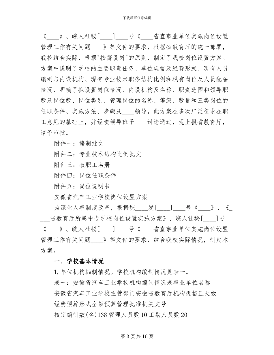 2024单位关于调整岗位设置方案的请示_第3页