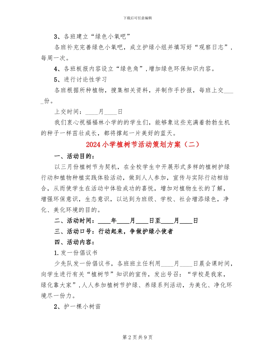 2024小学植树节活动策划方案_第2页