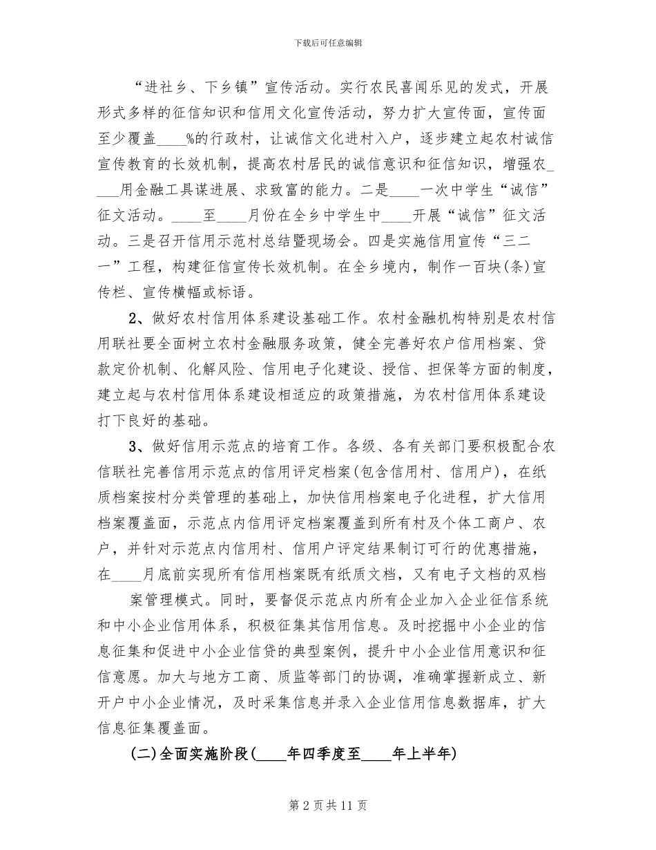 2024市农村信用体系示范点建设实施方案范文_第2页