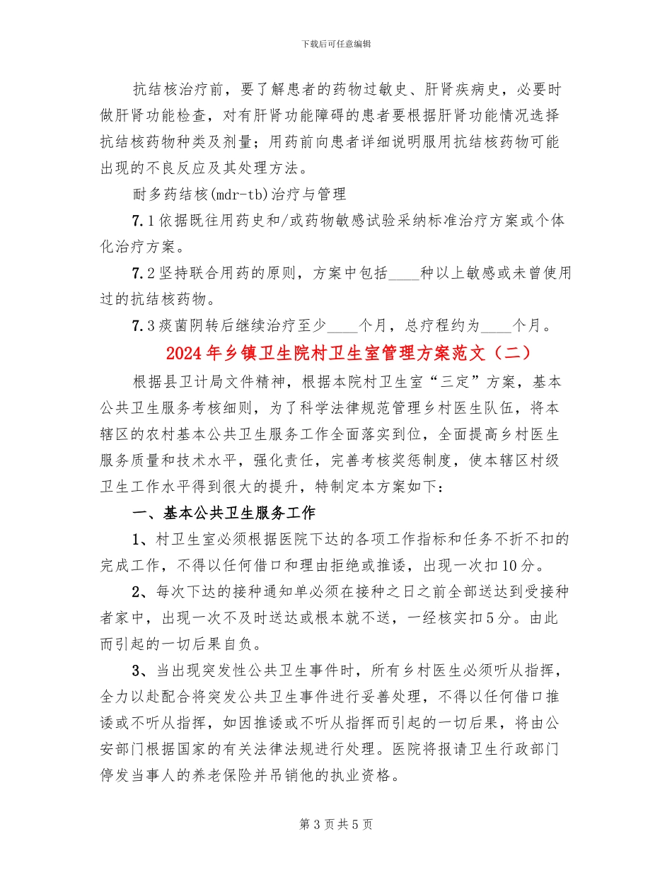 2024年乡镇卫生院村卫生室管理方案范文_第3页
