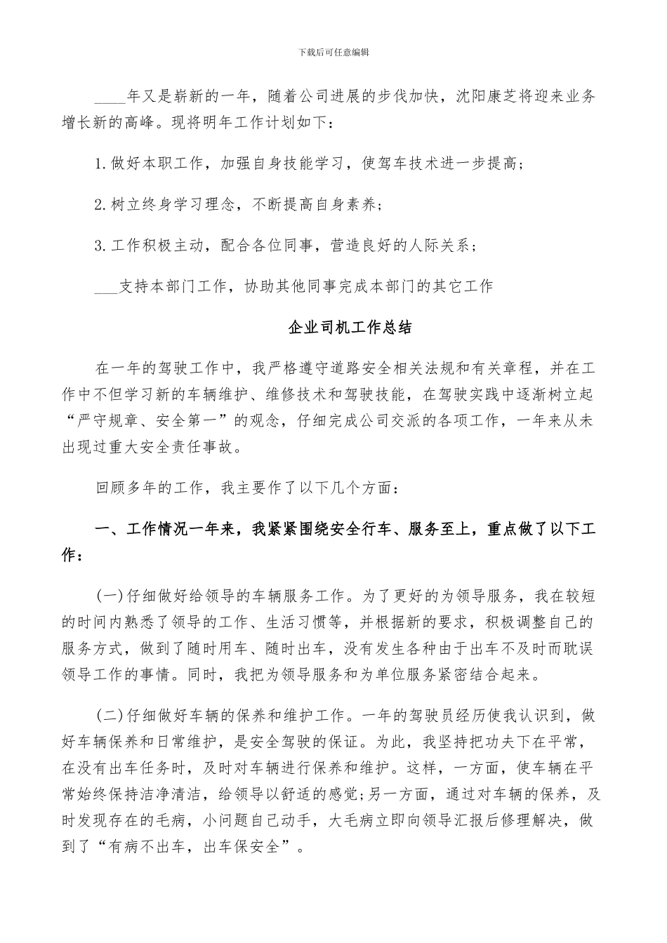 2024年企业司机工作总结_第3页
