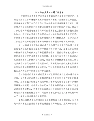 2024年企业员工一周工作总结