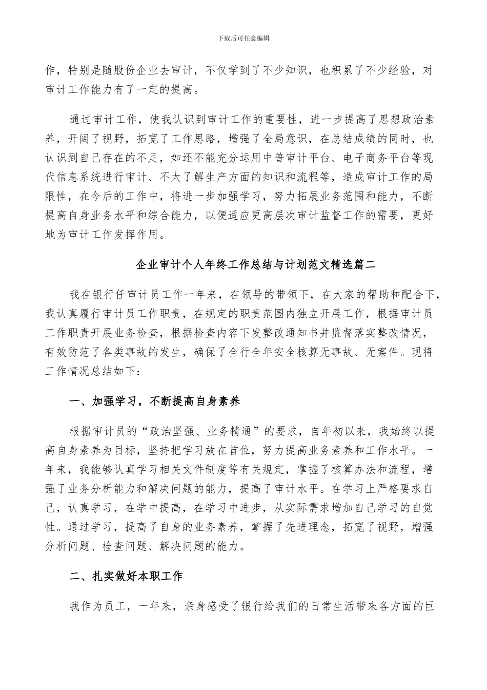 2024年企业审计个人年终工作总结与计划范文_第2页