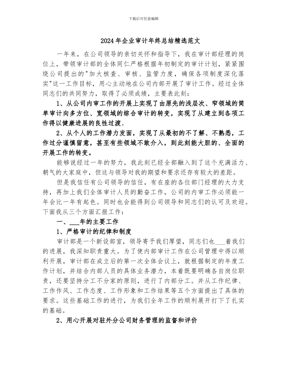2024年企业审计年终总结精选范文_第1页