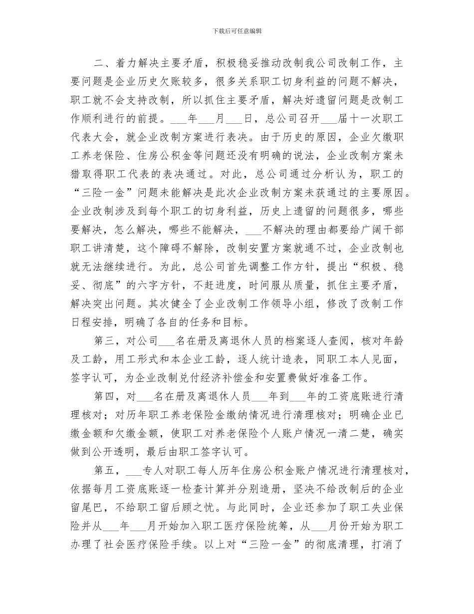 2024年企业改制工作总结范文_第2页