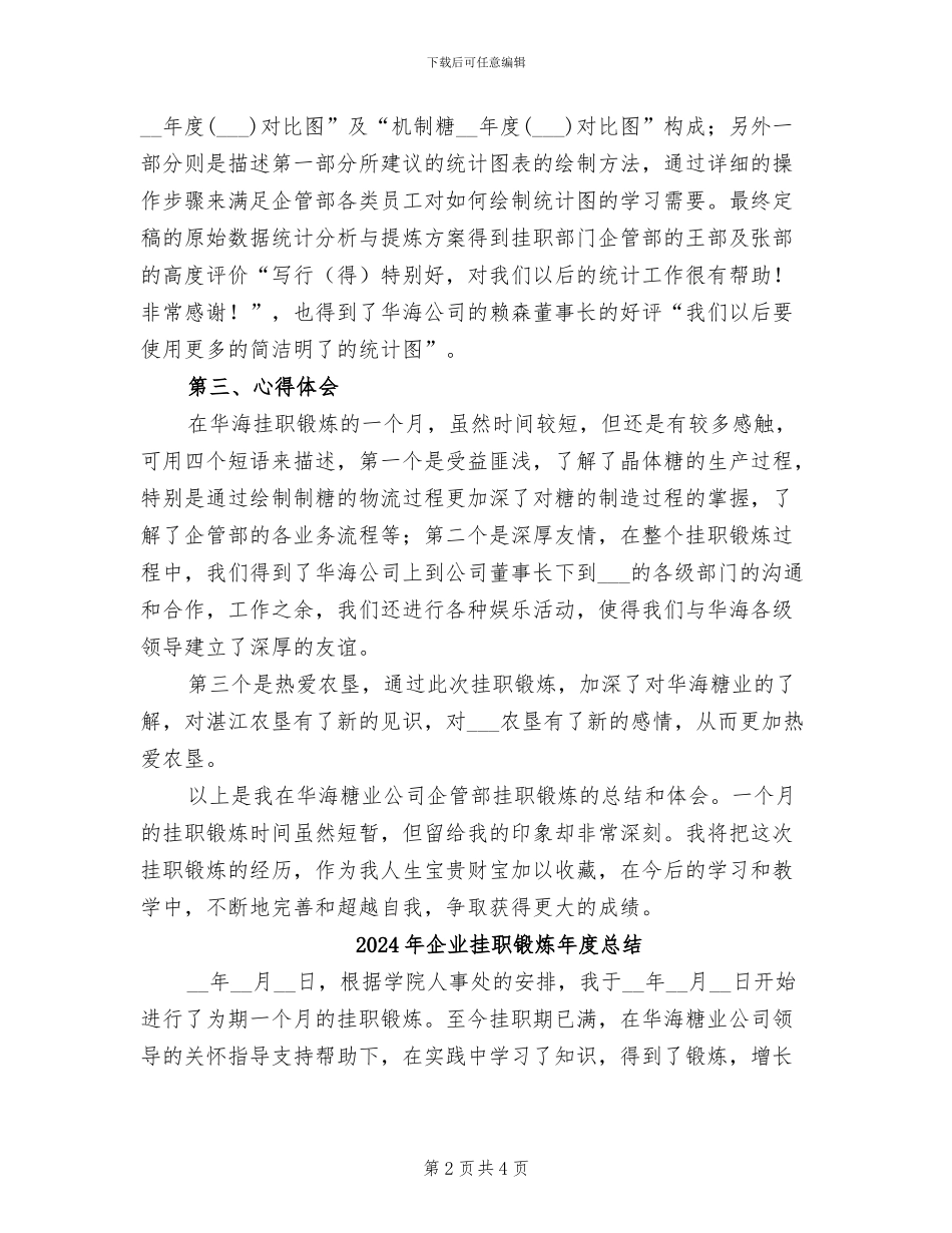 2024年企业挂职锻炼年度工作总结_第2页
