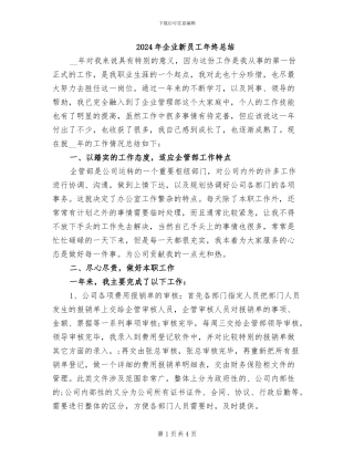 2024年企业新员工年终总结