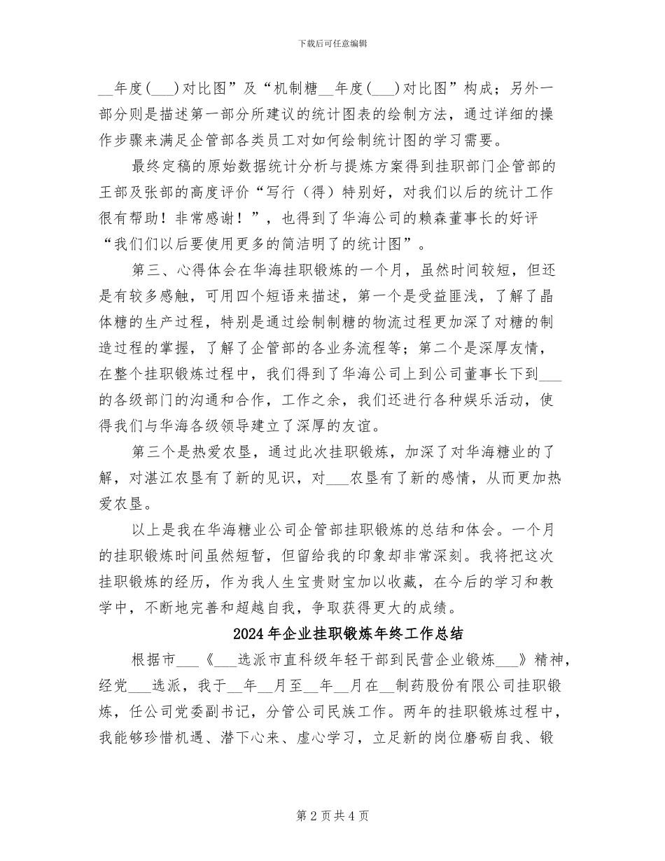 2024年企业挂职锻炼年度总结_第2页
