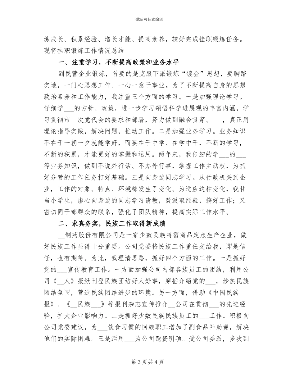 2024年企业挂职锻炼年度总结_第3页